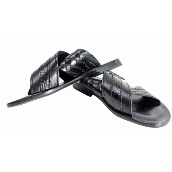Elhadji Men’s Leather Black Italian Sandals Shoes main image 4